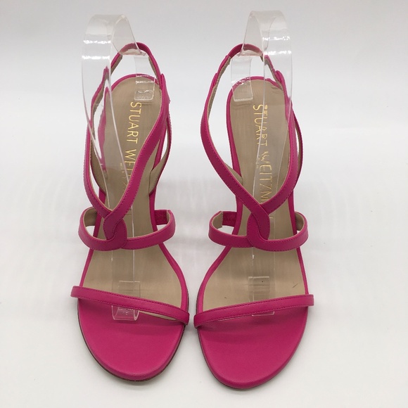 Stuart Weiztman Soiree 100 Sandal  Magenta Smooth SIZE 8.5 - Picture 4 of 9